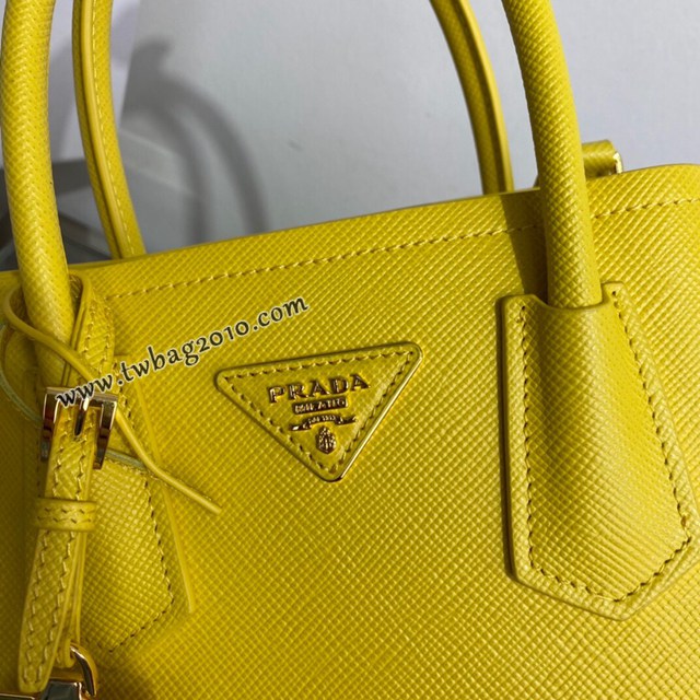 Prada專櫃新款迷你號DoubleBagmini號購物袋 1BG443 普拉達粗十字紋牛皮手提女包 csp1102